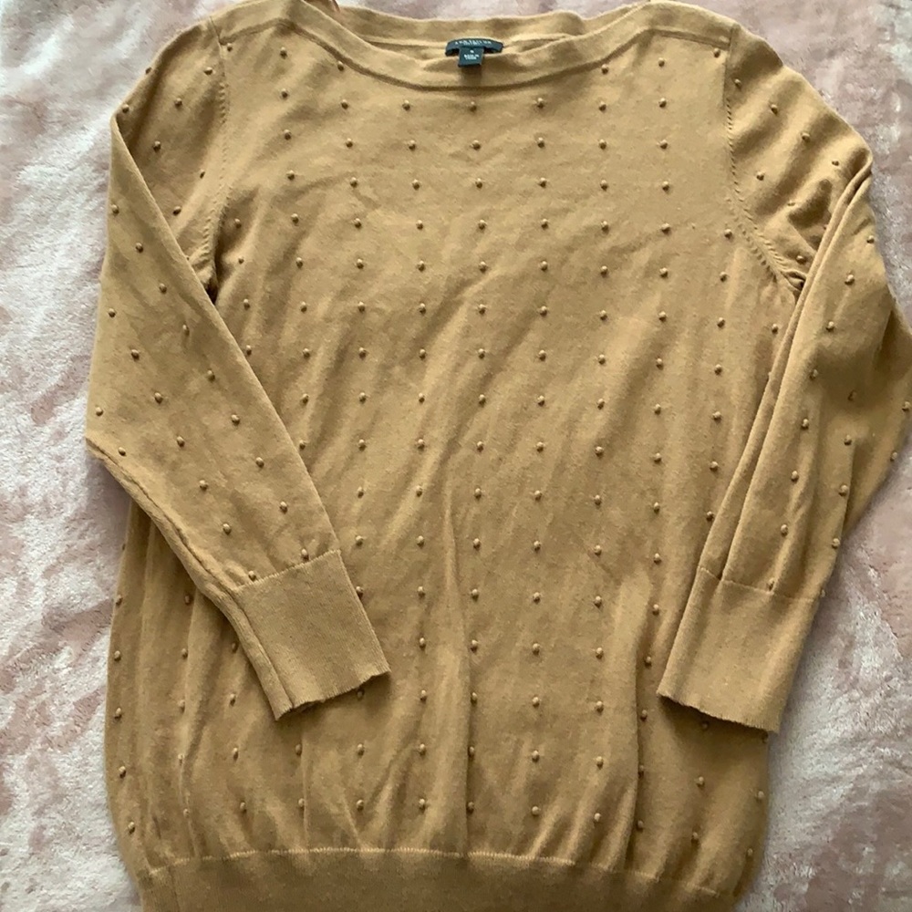 3/4 Sleeves, camel dotted, boatneck sweater